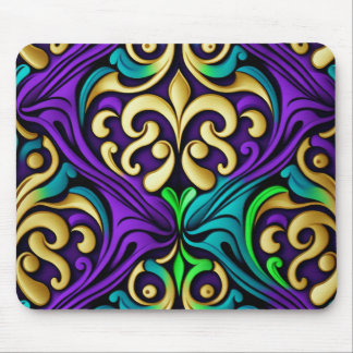 MARDI GRAS COLORED FLEUR DI LIS PATTERNS MOUSEPAD