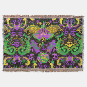 Mardi Gras Colors Damasdrache, Schmetterling, Schl Decke