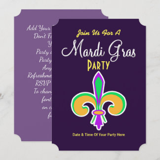 Mardi Gras Colors Lilie Invite Einladung