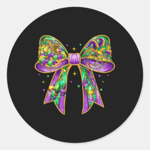 Mardi Gras Coquette Bow Fat Dienstag New Orleans W Runder Aufkleber