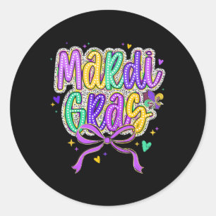 Mardi Gras Coquette Bow Fett Dienstag New Orleans Runder Aufkleber