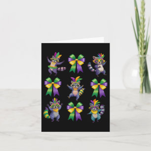 Mardi Gras Coquette Bow Niedlich Raccoon Dancing M Karte