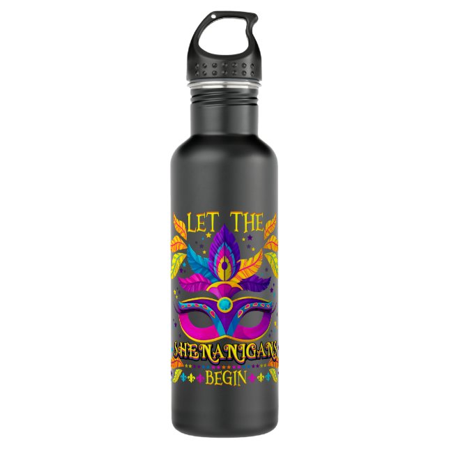 Mardi Gras Costume Let The Shenanigans Begin Mask Edelstahlflasche (Vorderseite)