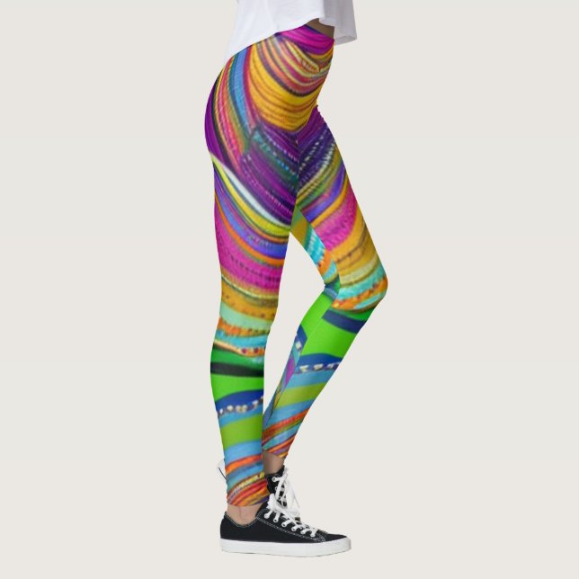 Mardi Gras couleurs avec perles leggings (Droite)