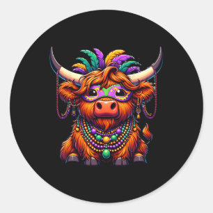 Mardi Gras Cow Tragetuch Perlen Runder Aufkleber