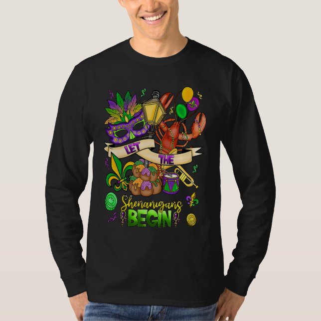 Mardi Gras Crawfish Jester Beads Let Shenanigans B T-Shirt (Vorderseite)