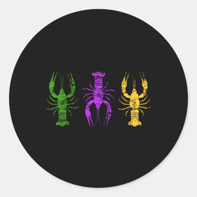 Mardi Gras Crawfish Jester Hat Bead Tee New Orlean Runder Aufkleber (Vorderseite)