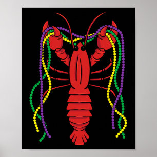 Mardi Gras Crawfish Kostüm Karneval Kräuterzelte Poster