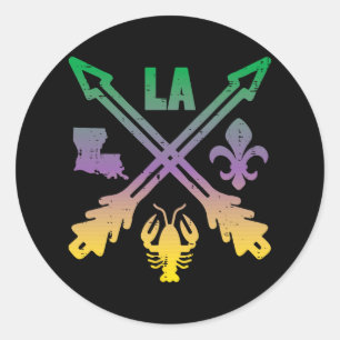 Mardi Gras Cross Arrows La Crawfish Louisiana Men Runder Aufkleber