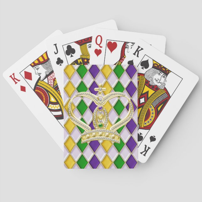 Mardi Gras Crown Harlequin Pattern White Spielkarten (Rückseite)