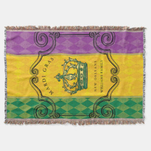 Mardi Gras Crown Lila grüne Goldfamilie Decke