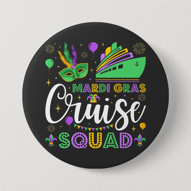 Mardi Gras Cruise Squad Matching Round Button (Vorderseite)