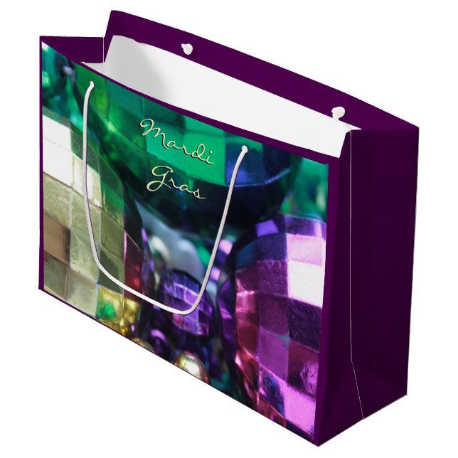 Mardi Gras Custom Gastgeschenk Gift Bags Große Geschenktüte (Vorderseite Schrägansicht)