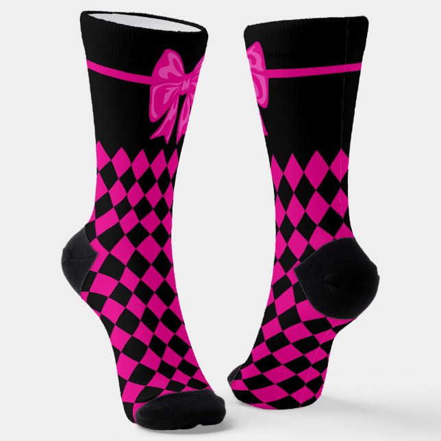 Mardi Gras Cute Bow Rose Black Carnival Chaussette (Angulaire)