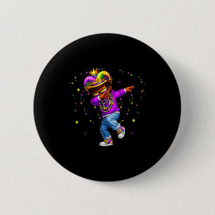 Mardi Gras Dabbing Junge Lustige Narrenmütze Kind  Button