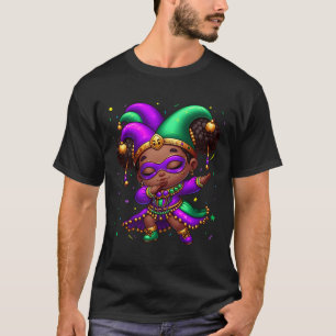 Mardi Gras Dabbing Niedlich Black Girl Jester Hat T-Shirt
