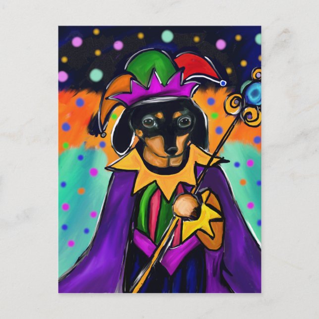 MARDI GRAS DACHSHUND POSTKARTE (Vorderseite)