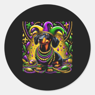 Mardi Gras Dackel Dog Jester Runder Aufkleber