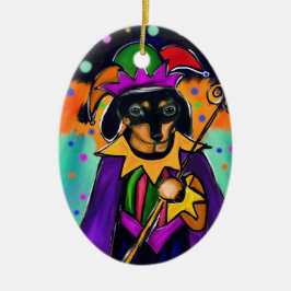 MARDI GRAS DACKEL KERAMIK ORNAMENT