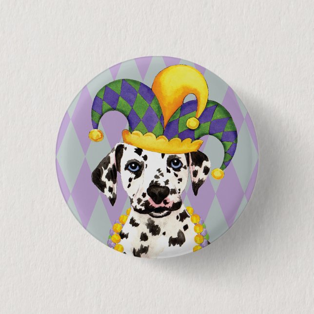Mardi Gras Dalmatiner Button (Vorderseite)