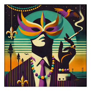 Mardi Gras Der rauchende Mann Poster
