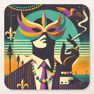 Mardi Gras der Raucher Rechteckiger Pappuntersetzer