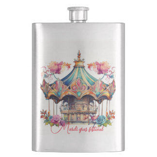 Mardi Gras Design in klassischer Flasche Flachmann