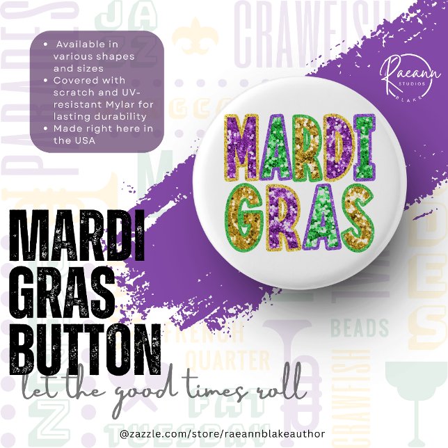 Mardi Gras Design Knopf Button (Von Creator hochgeladen)