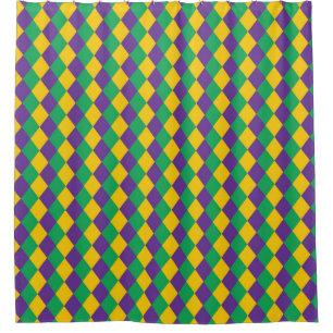 Mardi Gras Diamond Nahtloses Muster. Violet, Yello Duschvorhang