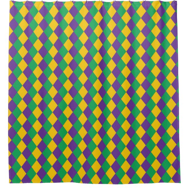 Mardi Gras Diamond Nahtloses Muster. Violet, Yello Duschvorhang (Vorderseite)
