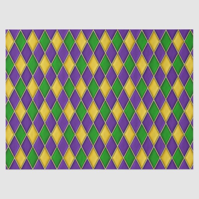 Mardi Gras Diamonds Harlequin Print Pattern Seidenpapier (Vorderseite)