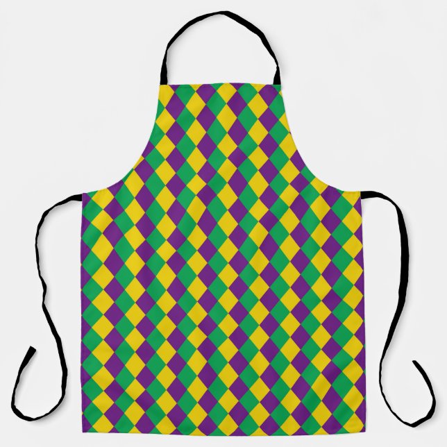 Mardi Gras Diamonds: Lebhaftes, festes Muster Schürze (Vorderseite)