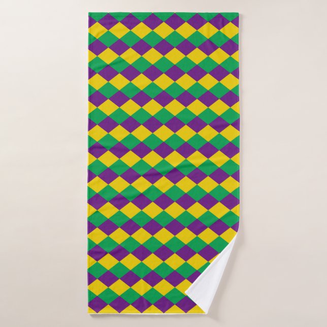 Mardi Gras Diamonds : Motif festif dynamique (Serviette de bain)