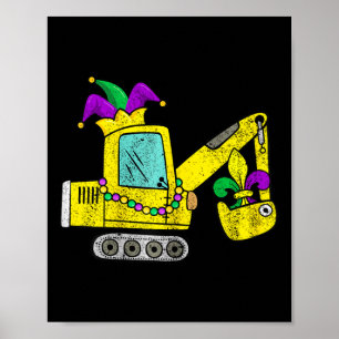Mardi Gras Digger Crane mit Jester Hat für Kinder  Poster