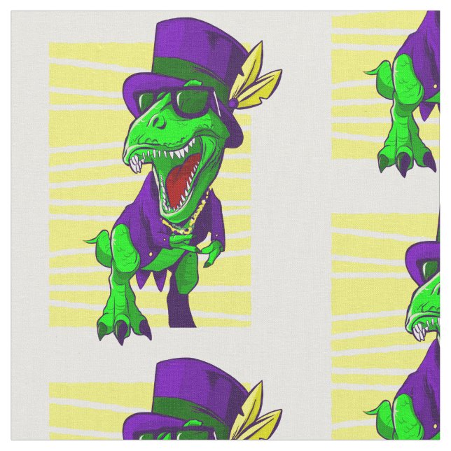 Mardi gras dinosaurier witziger Trex Stoff (Nahaufnahme)
