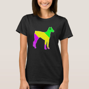 Mardi Gras Dobermann Hund Lustiger Welpe Hunde Lie T-Shirt