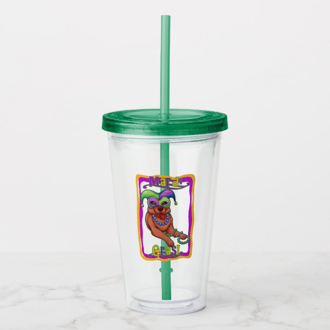 Mardi Gras Dog Acryltrinkbecher (Vorderseite)