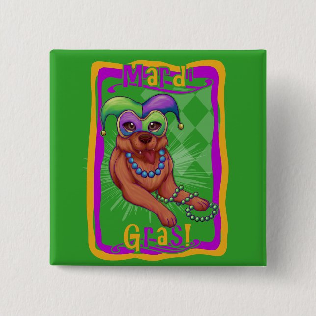 Mardi Gras Dog Button (Vorderseite)