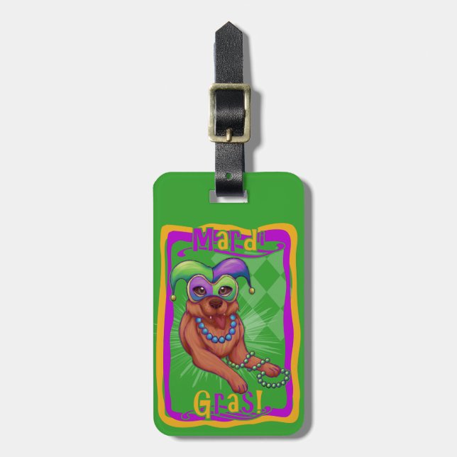 Mardi Gras Dog Gepäckanhänger (Vorderseite vertikal)