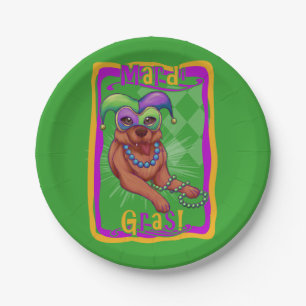 Mardi Gras Dog Pappteller