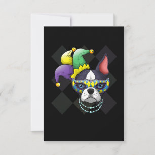 Mardi Gras Dog Shirt Funny Boston Terrier Lover RSVP Karte