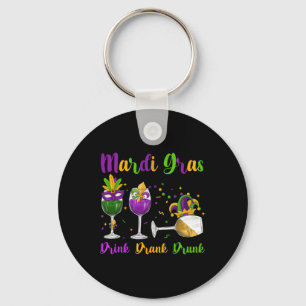Mardi Gras Drink getrunken Betrunkene Weinglas Mas Schlüsselanhänger