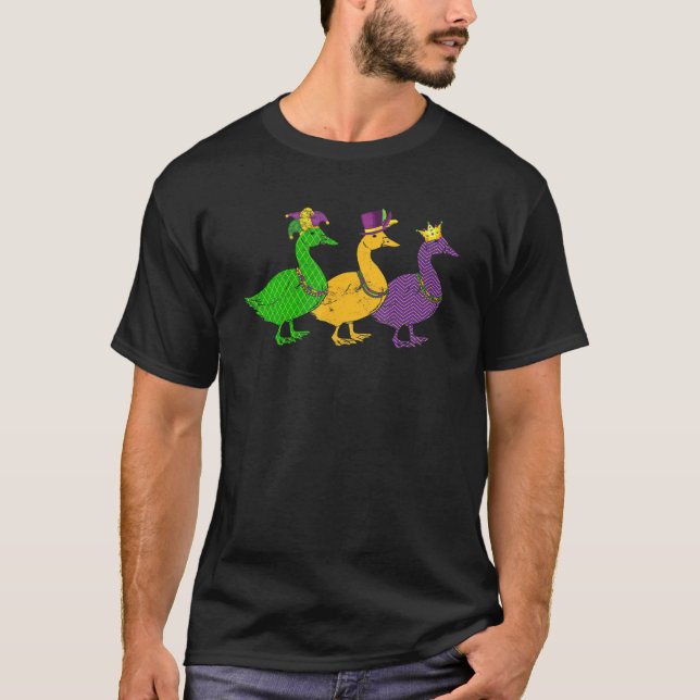 Mardi Gras Duck Beads Festival Tiere Jester Hat T-Shirt (Vorderseite)