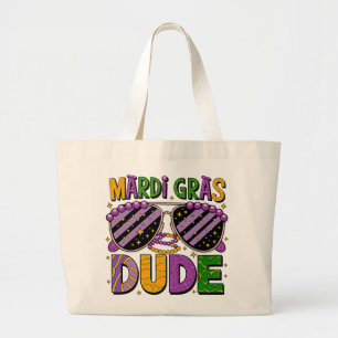 Mardi Gras Dude-Tragetasche – Lustige Karnevalspar Jumbo Stoffbeutel