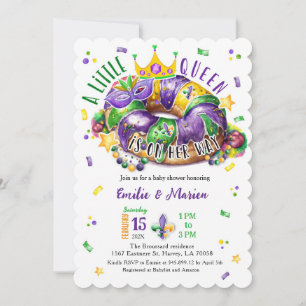 Mardi Gras Eine kleine Königinnen-Kammmuschel-Einl Einladung