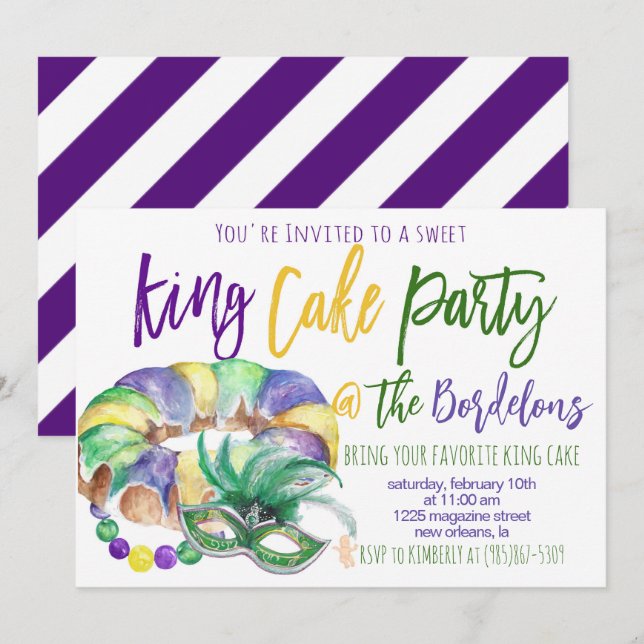 Mardi Gras Einladung (Vorne/Hinten)
