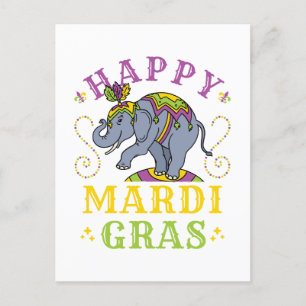 Mardi Gras Elephant Carnival Postkarte