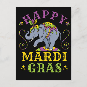 Mardi Gras Elephant Carnival Postkarte