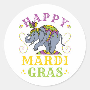 Mardi Gras Elephant Carnival Runder Aufkleber