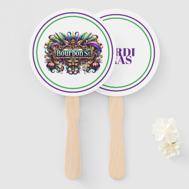 Mardi Gras Fächer (Vorne und Hinten)